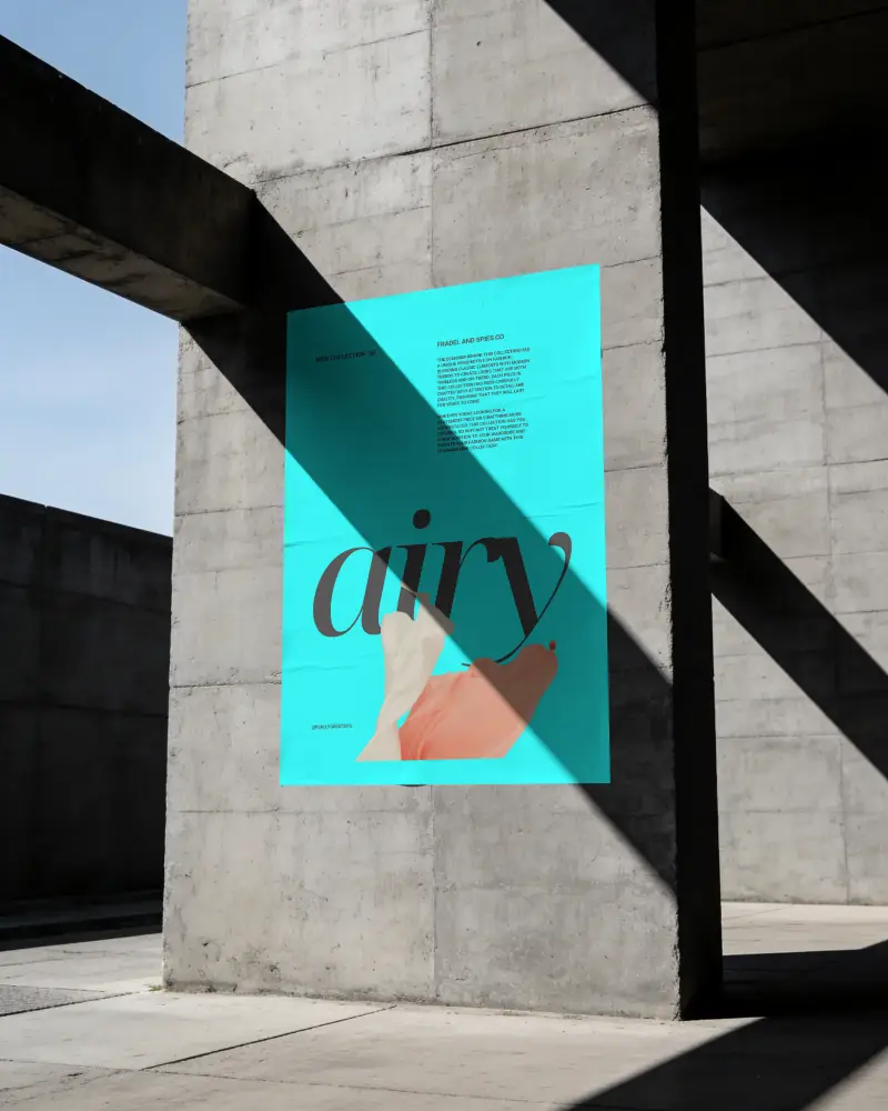 Blank Poster Mockup On Urban Concrete Wall With Dramatic Light And Shadow Play