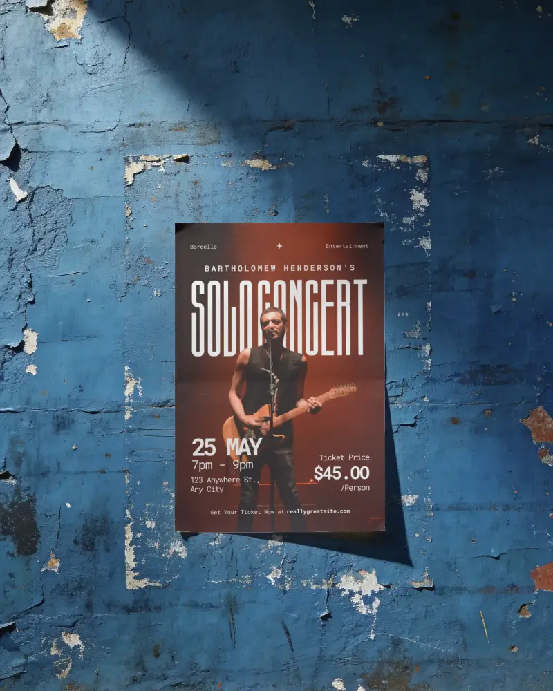 Vintage Rough Plastered Wall With Paper Poster Mockup For Creative Display