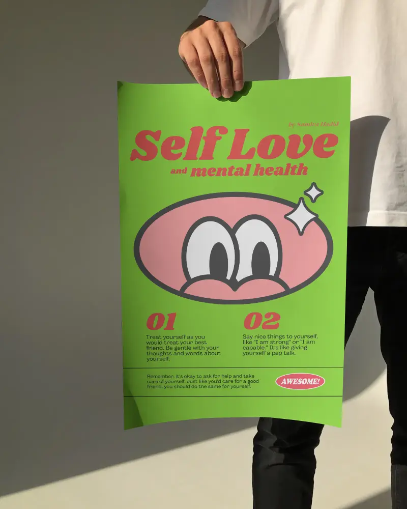 Minimalist Man Holding Blank Poster Mockup In Studio For Design Presentation Use