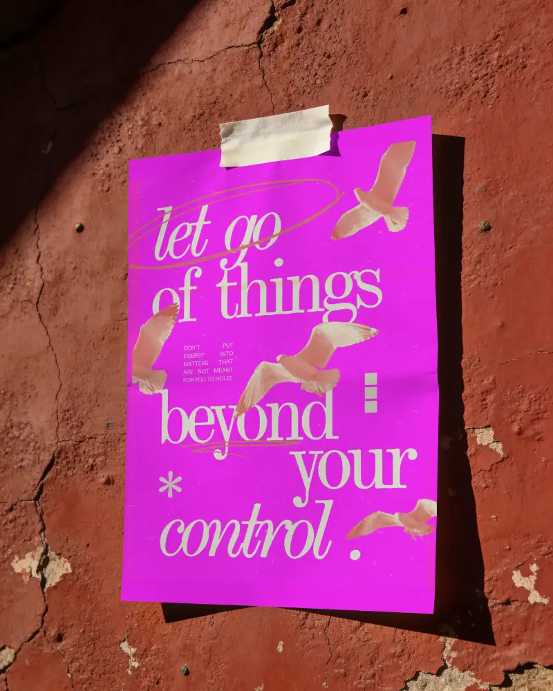 Vertical Paper Poster Mockup With Wrinkles Hanging On Rough Surface Background