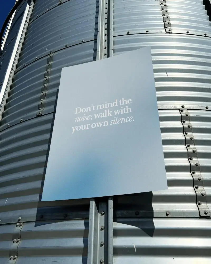 Blank Vertical Poster Mockup On Metal Grain Background Outdoor Presentation Template