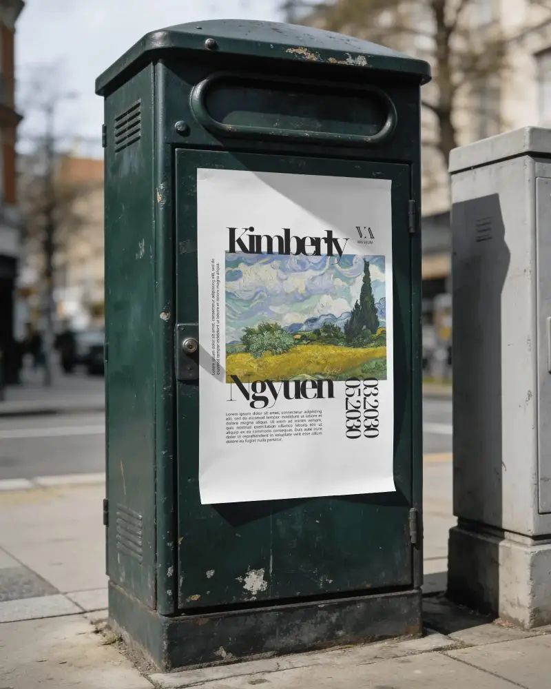 Street Poster Mockup On Urban Metal Box For Advertisement And Promotion Display Usage