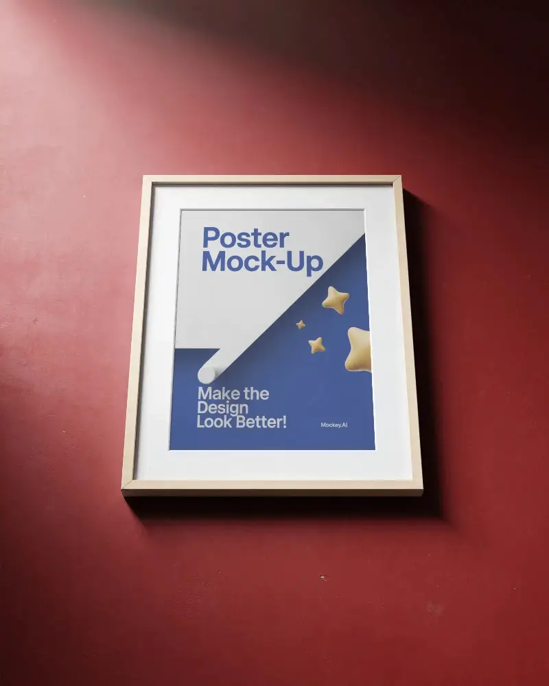 Modern Minimalist Poster Mockup With Simple Frame Against Textured Background