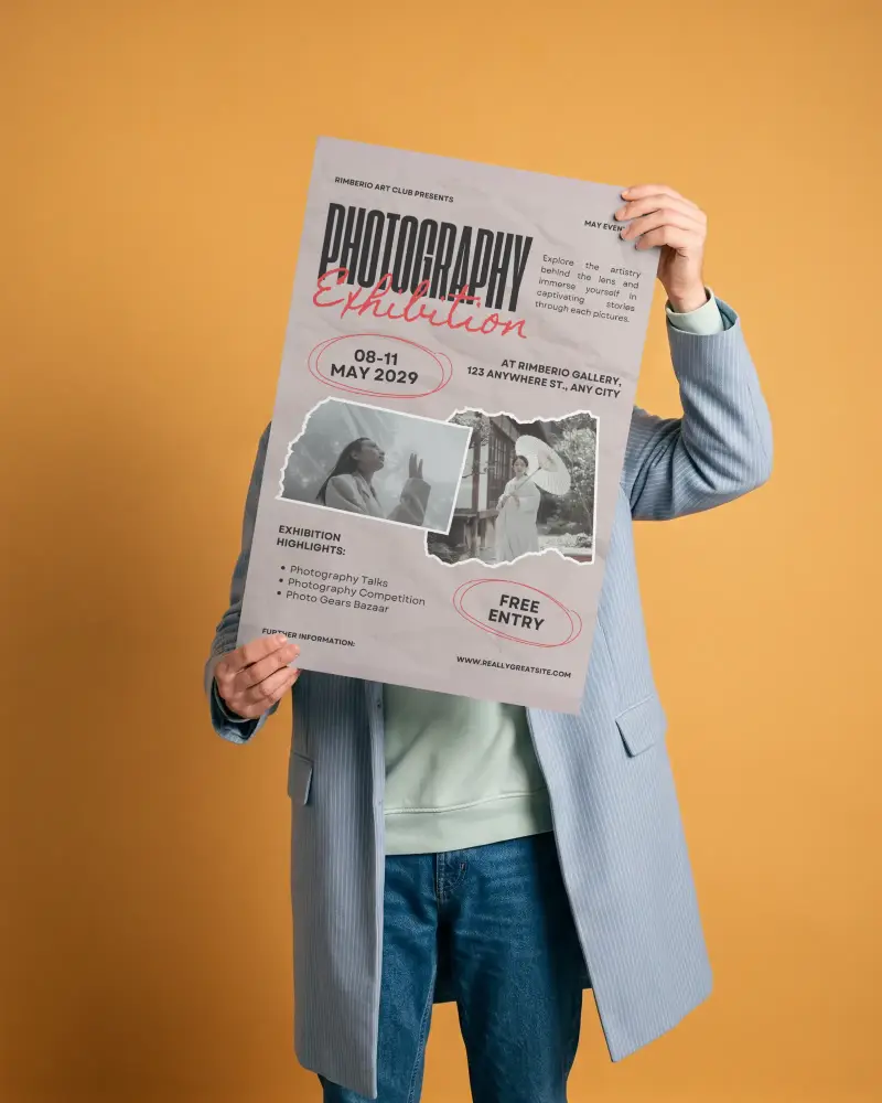 Person Holding Blank Poster Mockup For Presentation And Promotional Display Template