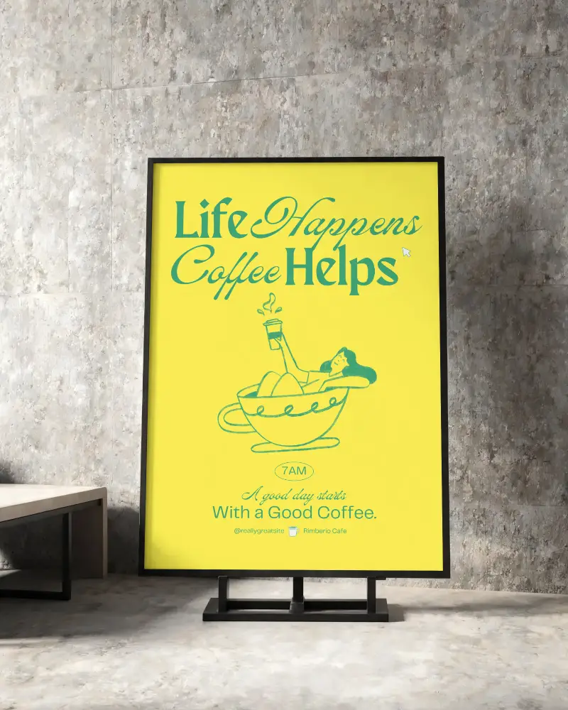 Modern Stone Wall Poster Mockup Stand For Minimalist Home Or Office Decoration And Display