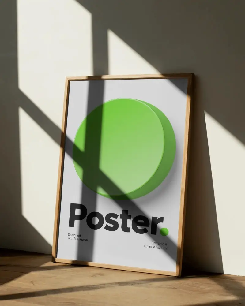 minimalist-poster-mockup-with-wooden-frame-leaning-against-wall-in-natural-light