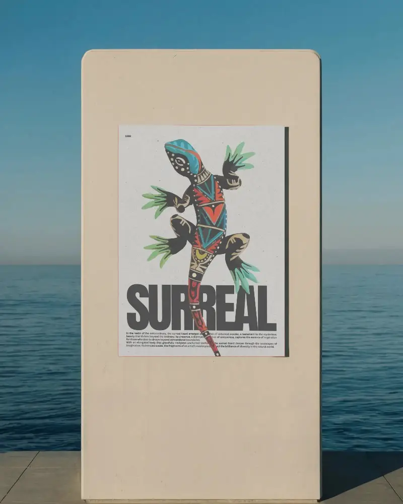 Minimalistic Outdoor Poster Mockup On Seaside Concrete Panel With Clear Sky Background