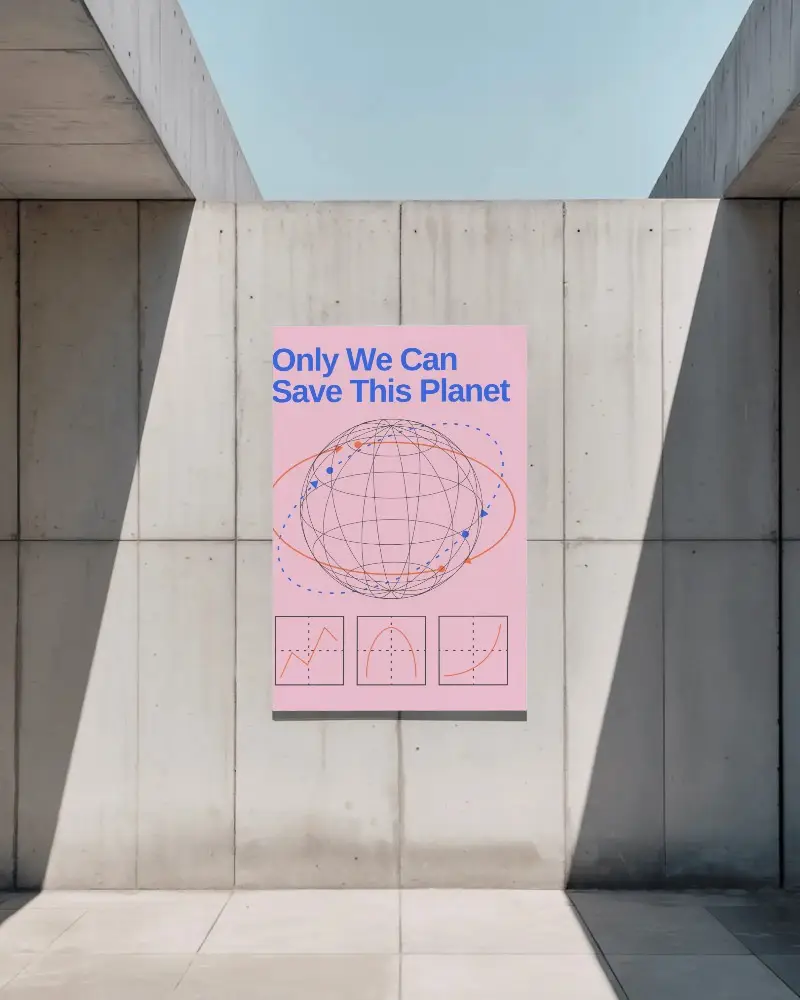 Concrete Wall Poster Mockup With Natural Light Shadow For Minimalist Presentation