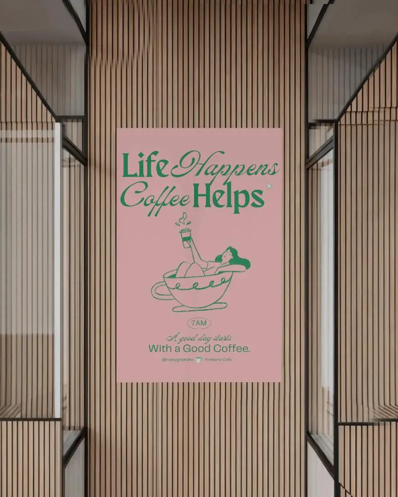 Vertical Striped Wall Poster Mockup With Architectural Glass Elements For Showcase Ideas