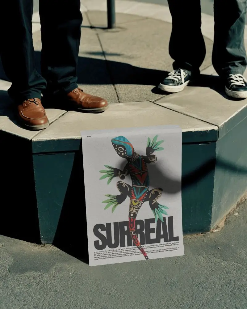 Street Curb Poster Mockup Leaning Against Sidewalk Edge With Urban Shadow Light