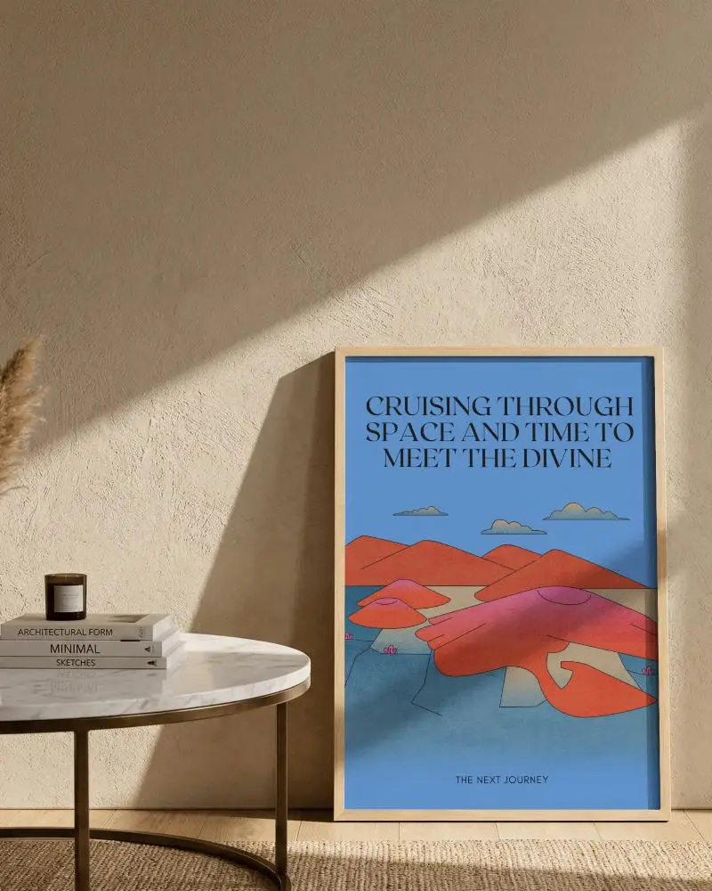 Modern Neutral Minimal Beige Wall Poster Frame Mockup With Soft Sunlight Shadow Interior