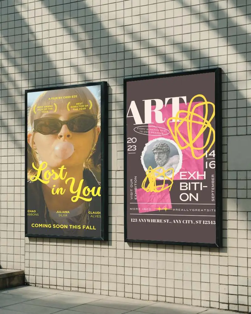 Modern Spacious Double Poster Mockup With Simple Clean Wall Background For Showcase