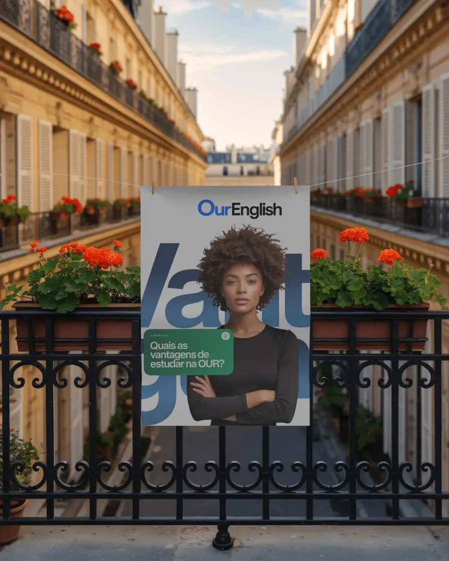 Urban Balcony Paper Poster Mockup With Hanging Poster And Flowering Plants