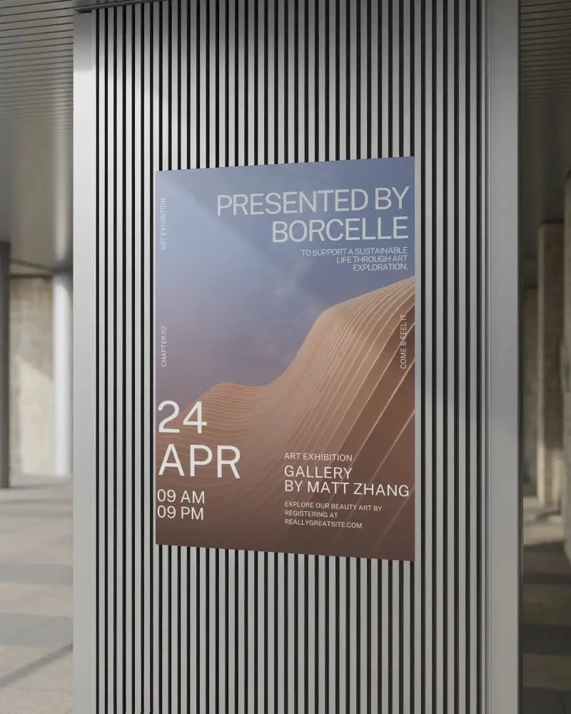 Contemporary Urban Poster Mockup Featuring Vertical Stripes With Blank Square Poster Mockup