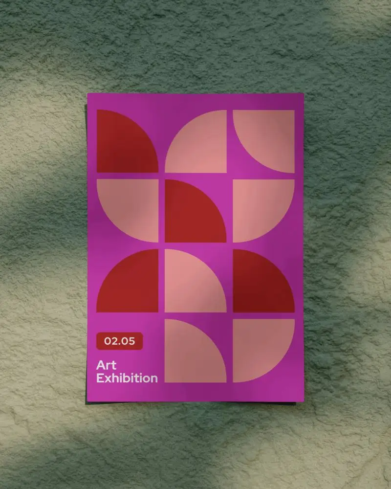 Minimalistic Poster Mockup On Textured Background Shadow Play Creative Presentation