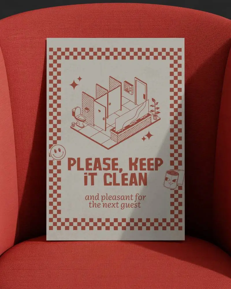 Modern Poster Mockup With Blank Canvas Resting On Textured Upholstered Chair