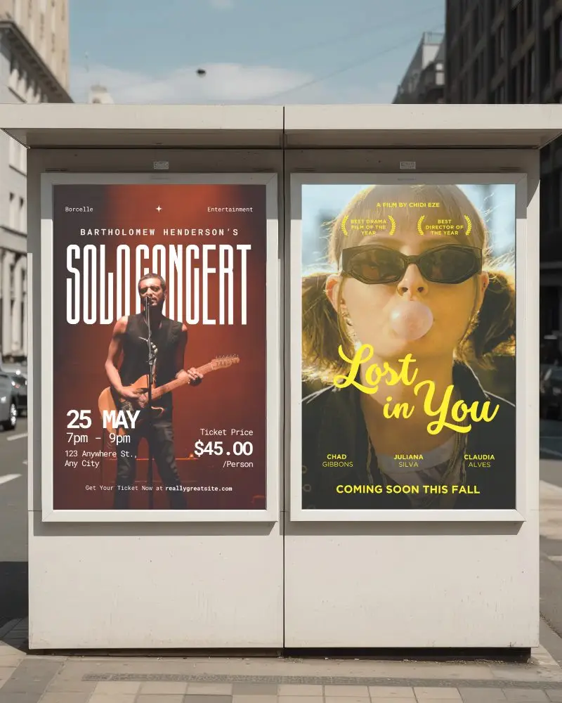 Urban Outdoor Poster Mockups For Advertising And Marketing Campaigns On City Streets