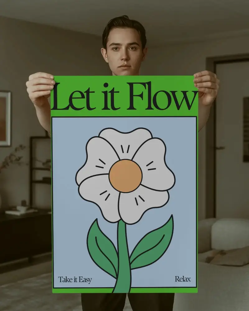 Vertical Poster Mockup With Person Holding Blank Space For Design Showcase