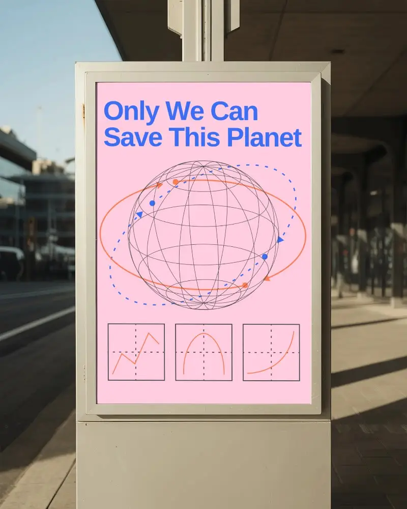 Empty Publicity Poster Mockup Stand On Sidewalk For Retail And Event Promotion