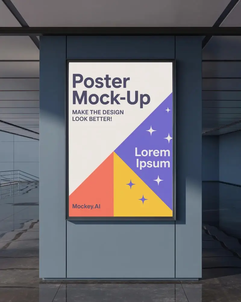 Urban Poster Mockup With Empty Vertical Frame For Creative Advertising Display