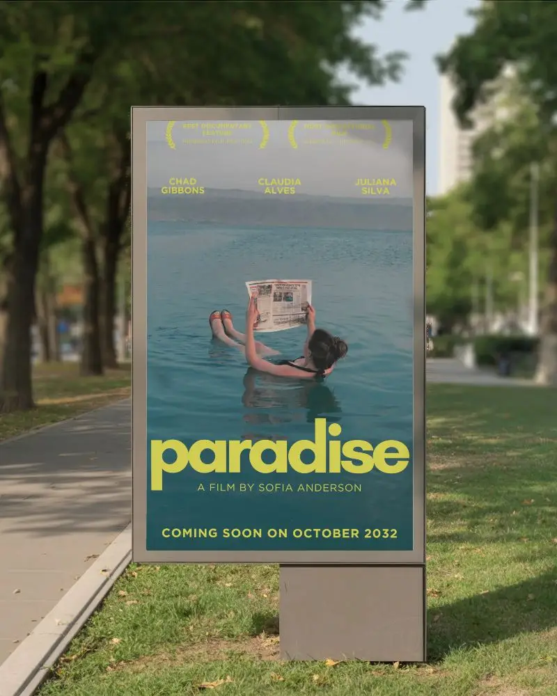 City Sidewalk Poster Mockup Urban Promo Banner Blank Display Outdoor Advertisement