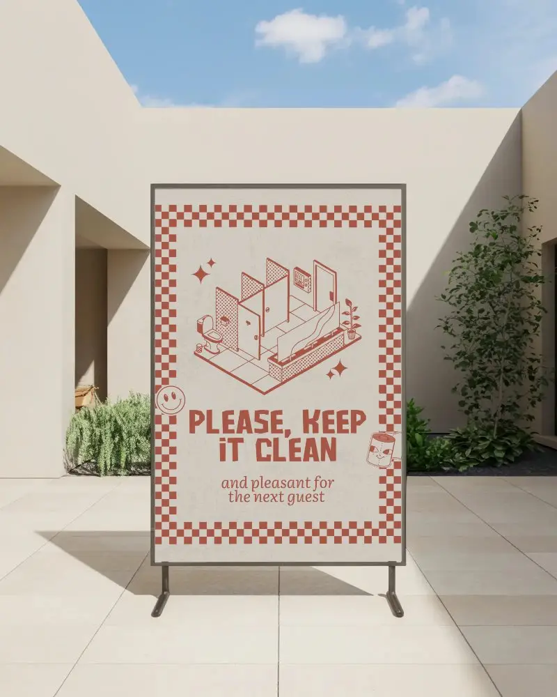 Outdoor Poster Mockup With Modern Courtyard Background Ideal For Advertising Displays