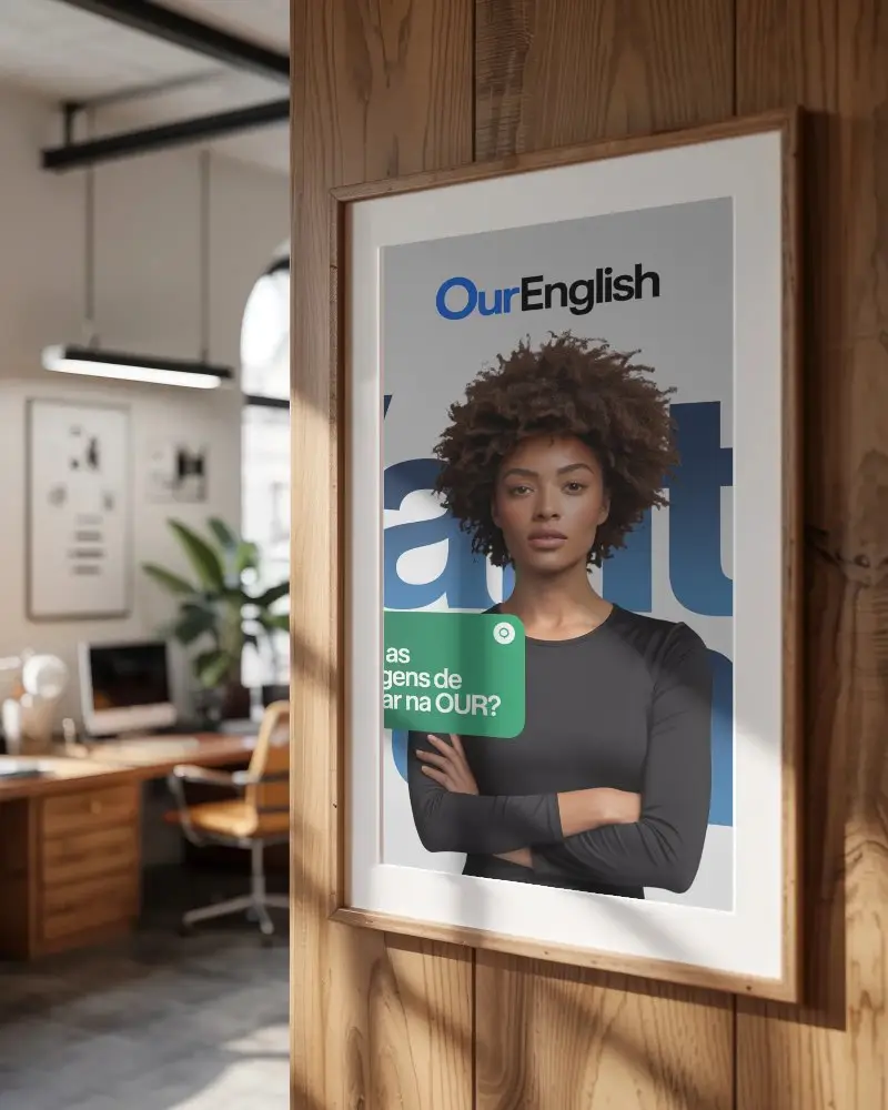 Modern Wood Frame Poster Mockup With Natural Light And Professional Office Space Background