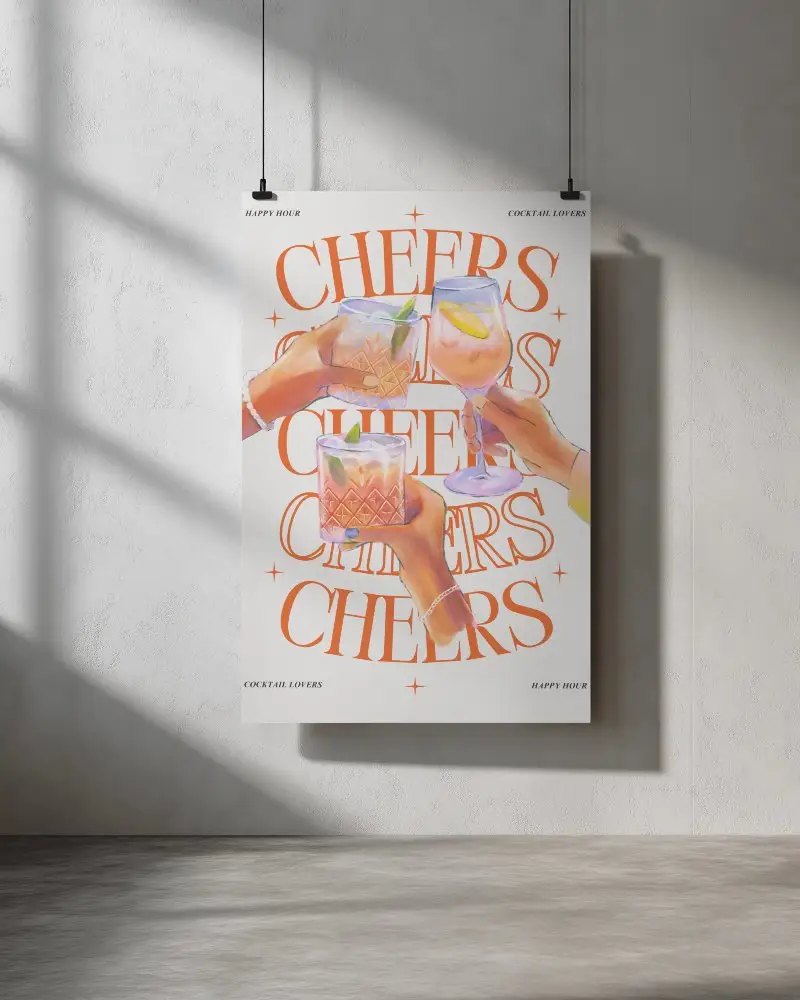 Minimal Hanging Poster Mockup In Stylish Modern Interior With Natural Light Shadow Play