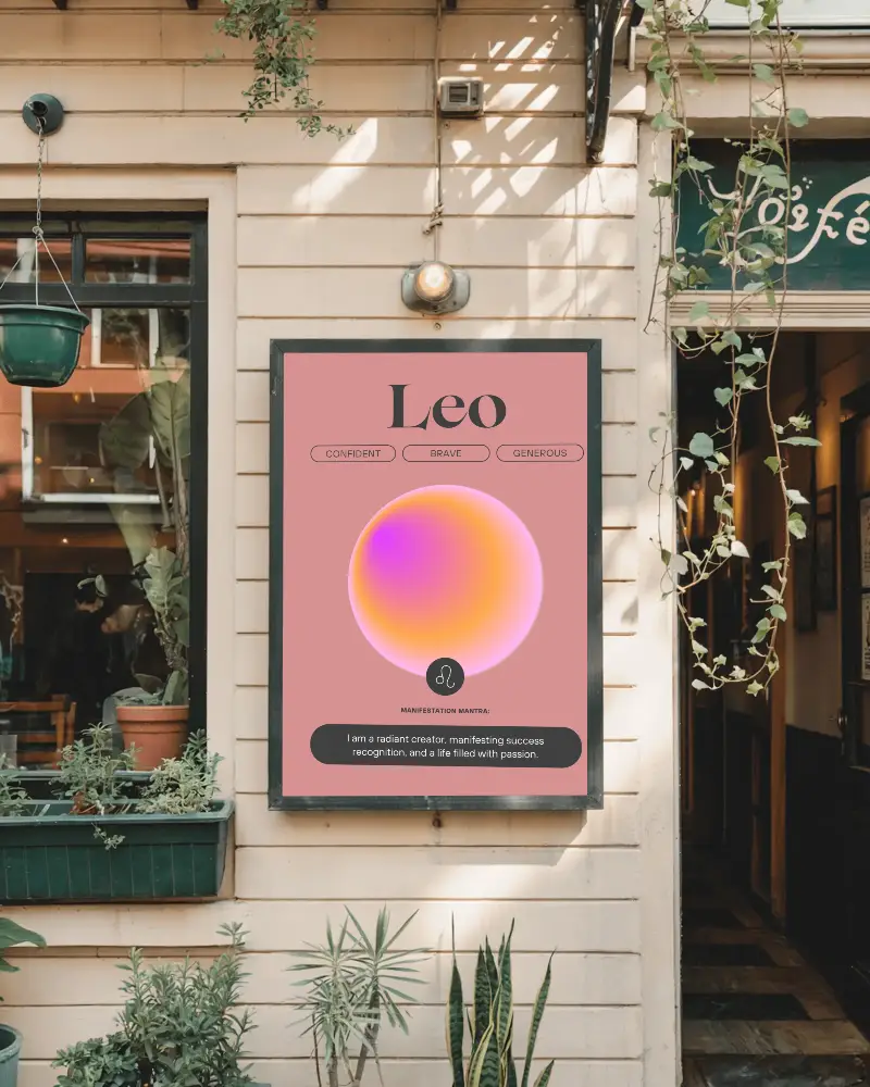 Outdoor Poster Mockup For Cafe Wall With Plant Decor And Natural Light Shadow