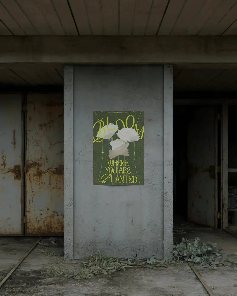 Rustic Industrial Poster Mockup With Distressed Textured Background For Art Design