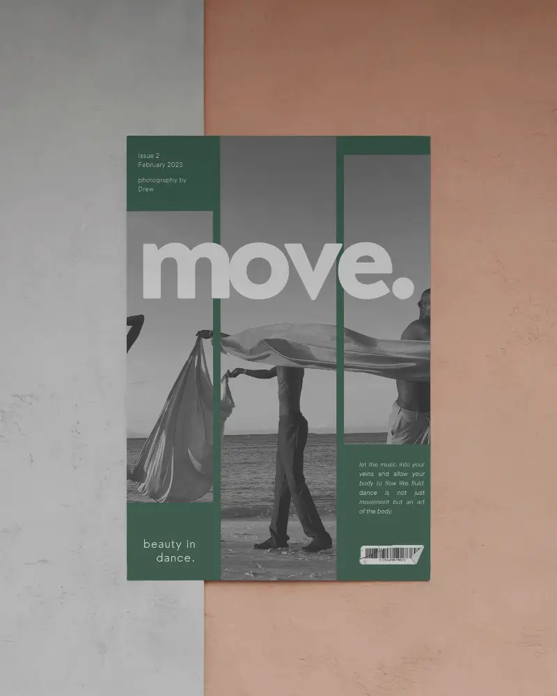 Minimalist Poster Frame Mockup Against Dual Tone Rough Surface Wall Background