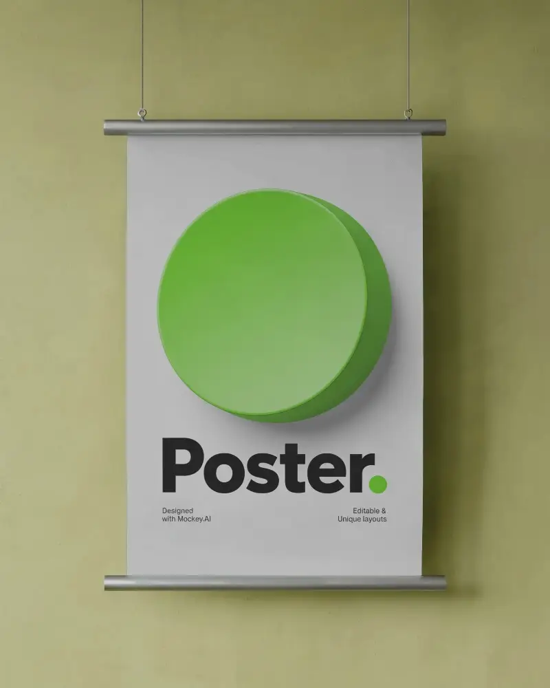 Realistic Poster Mockup For Showcasing Designs In Interior Wall Hanging Format