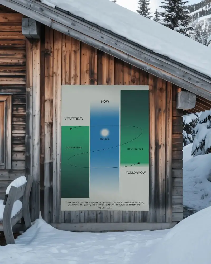 Winter Cabin Exterior Poster Mockup Rustic Wooden Wall For Cold Season Promotion