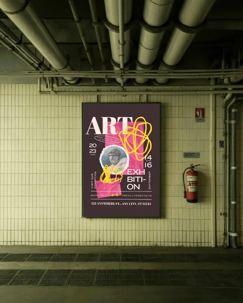 Urban Industrial Poster Mockup Wall For Advertising Display And Promotional Content