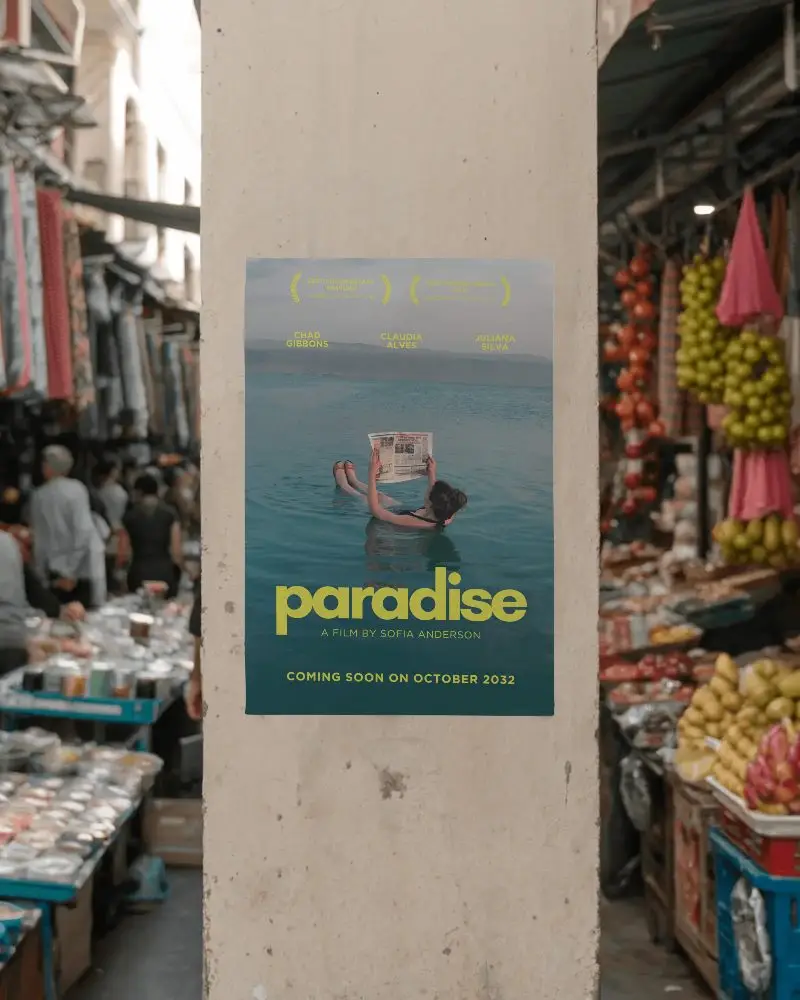 Urban Street Market Poster Mockup For Retail Promotion And Event Advertising Design