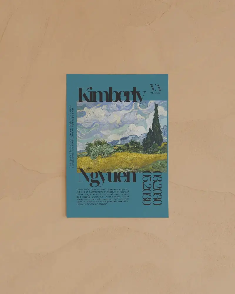 Minimalist Wall Poster Mockup On Textured Rough Surface For Modern Art Display