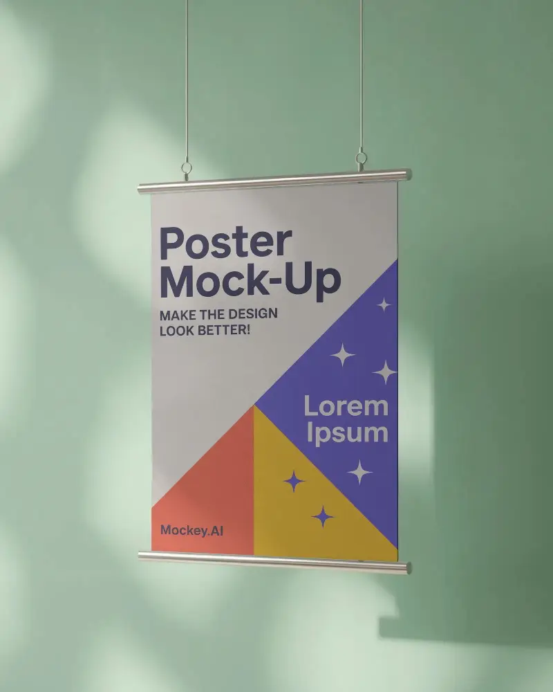 Modern Hanging Poster Mockup For Creative Art Presentation And Advertising Display Ideas