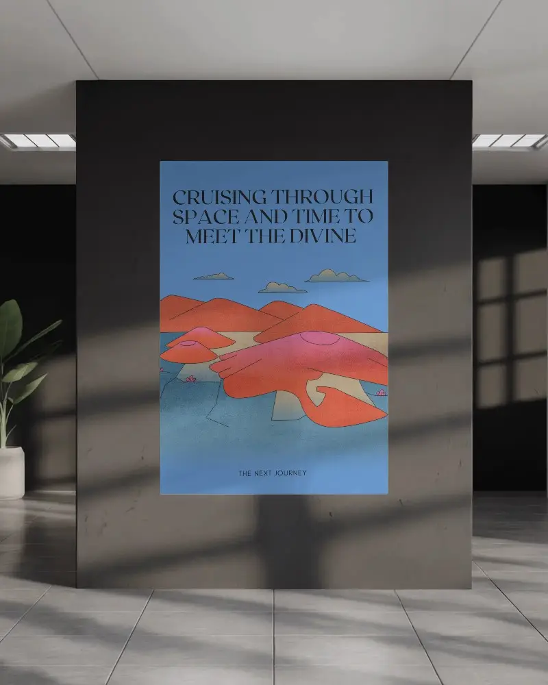 Clean Artwork Poster Mockup Displayed On Solid Wall In Stylish Architectural Space