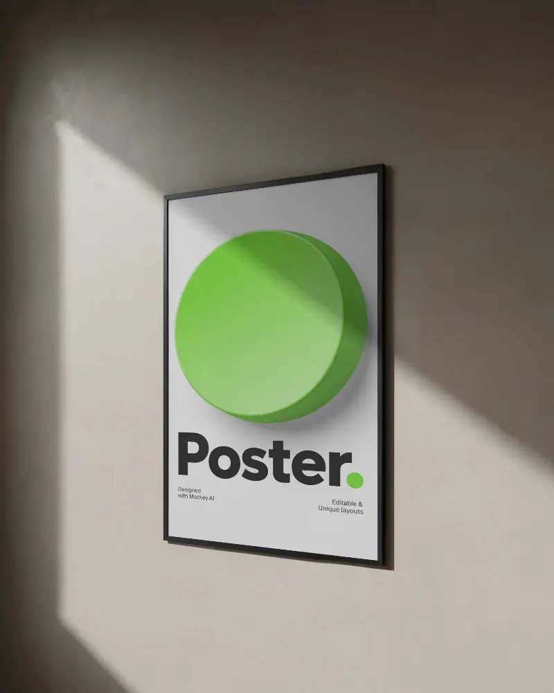 Modern Minimalist Wall Poster Mockup With Soft Natural Light And Shadow Play