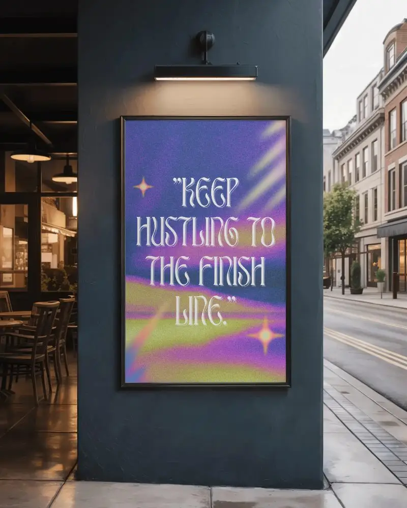 Outdoor Urban Poster Mockup On Modern Wall Front Cafe Nightlight For Advertising