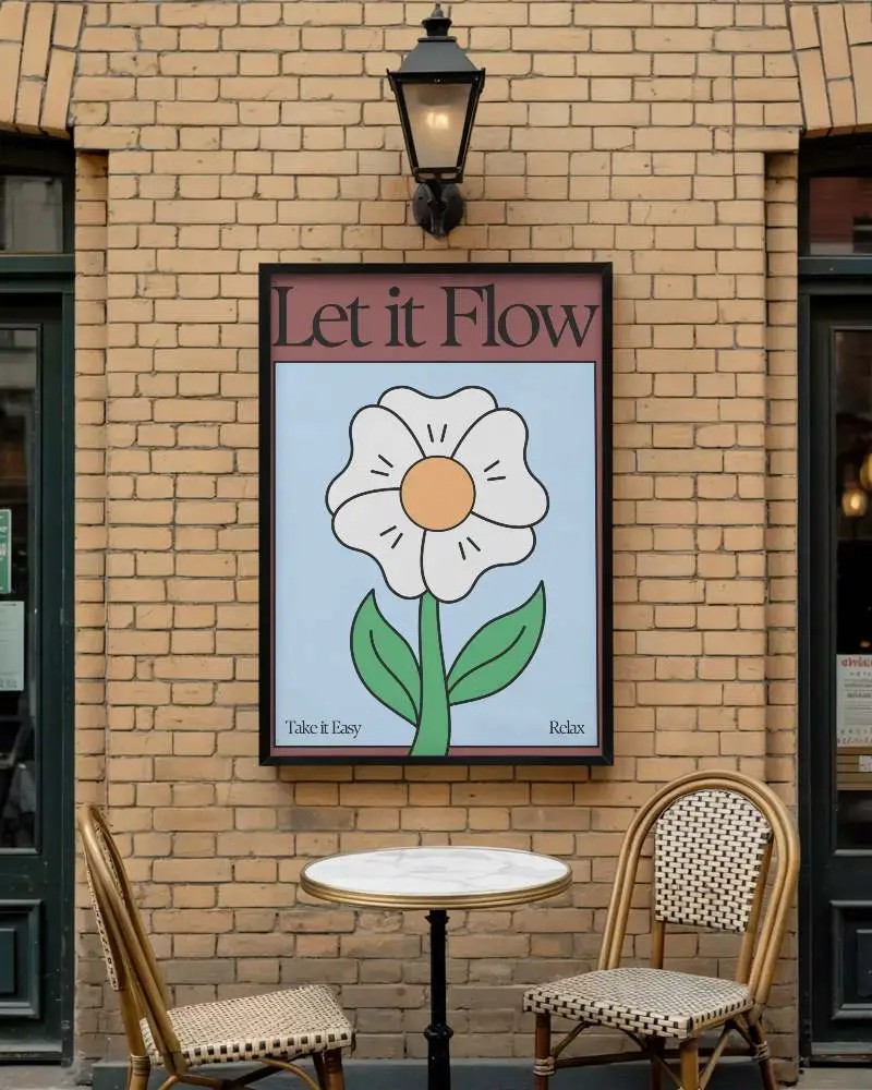 Outdoor Cafe Poster Mockup For Restaurant Promotion On Brick Wall Urban Setting