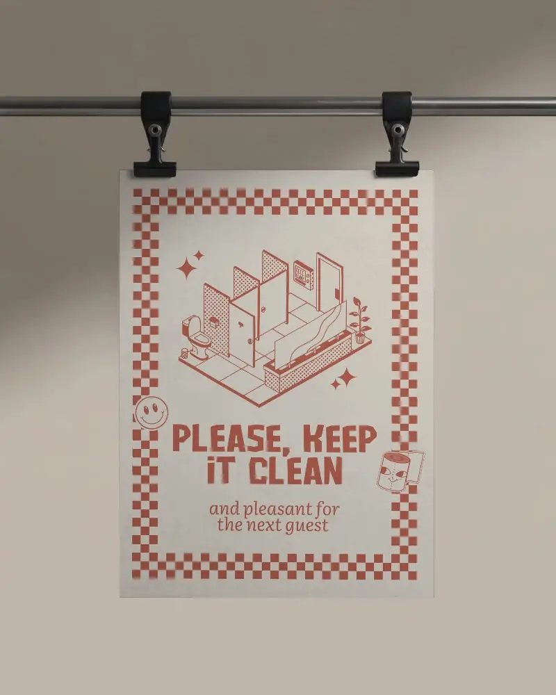 Modern Hanging Poster Mockup In Studio Setting With Clips Ideal For Advertising