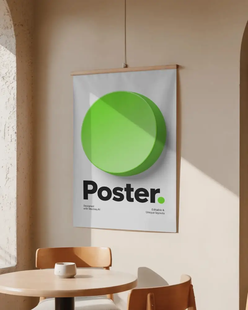 Clean Minimalist Poster Mockup With Natural Light And Modern Dining Table Scene