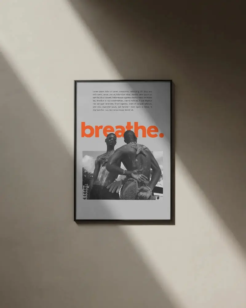 Minimalist Wall Poster Mockup With Natural Light Shadow For Art Display Presentation