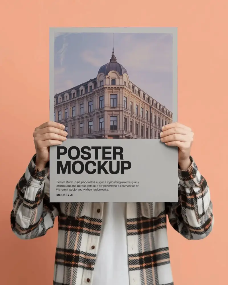 Person Holding Poster Mockup For Custom Print Design Presentation Template