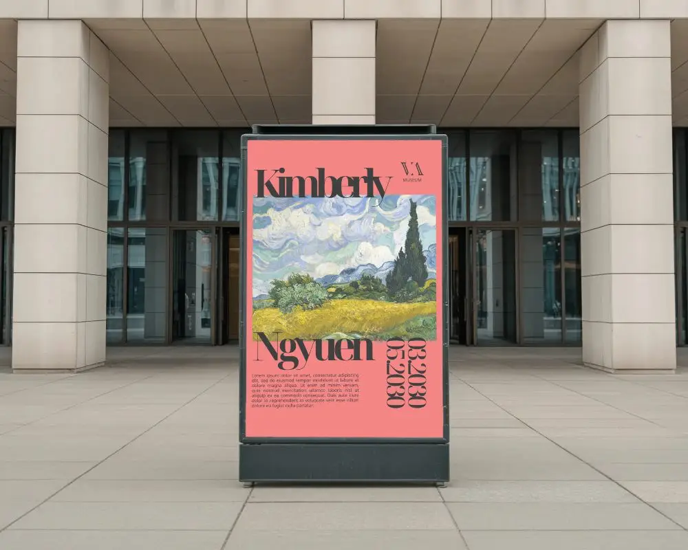 Blank Poster Mockup Outdoor Poster Stand Front Of Office Building Architecture