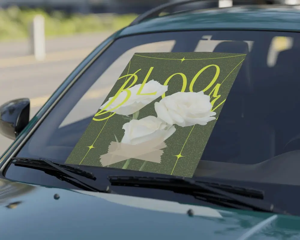 Car Windshield Poster Mockup For Advertisement Or Promotional Use Outdoor