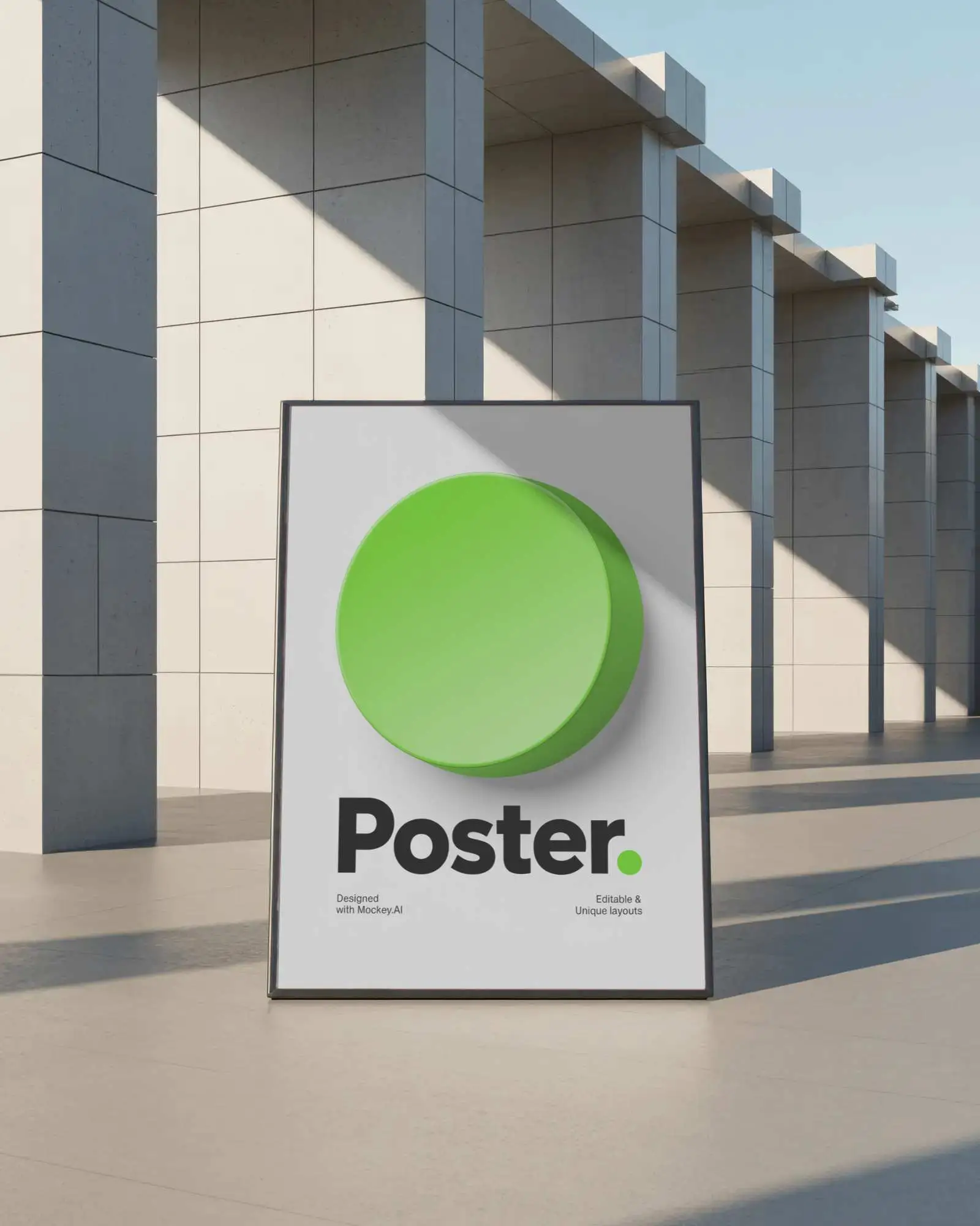 Modern Architecture Poster Mockup With Clean Minimalist Background And Sharp Light Shadows