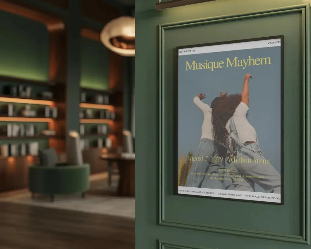 Elegant Interior Wall Poster Mockup For Modern Advertising Presentations