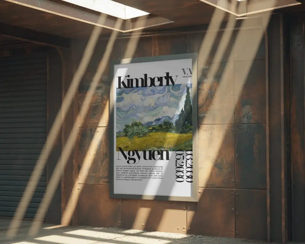 Urban Industrial Poster Mockup With Heavy Metal Wall And Sunray Shadow Effects